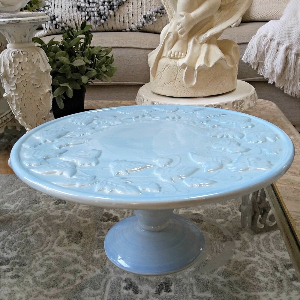 FARMHOUSE Cottage BLUE Leaf MOTIF Riser STAND